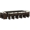 Image de vidaXL Ensemble de jardin 15 pièces avec coussins Marron Poly rotin