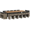 Image de vidaXL Ensemble de jardin 15 pièces avec coussins Gris Poly rotin
