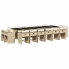 Image de vidaXL Ensemble de jardin 17 pièces avec coussins Beige Poly Rattan