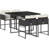 Image de vidaXL Ensemble de jardin 5 pièces avec coussins Noir Poly Rattan