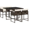 Image de vidaXL Ensemble de jardin 5 pièces avec coussins Marron Poly rotin