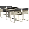 Image de vidaXL Salon de jardin 5 pi ¨ces avec coussins gris clair Poly rotin