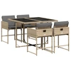 Image de vidaXL Salon de jardin 5 pièces avec coussins Mélange beige Poly rotin