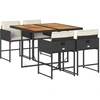 Image de vidaXL Ensemble de jardin 5 pièces avec coussins Noir Poly Rattan