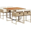 Image de vidaXL Salon de jardin 5 pièces avec coussins Beige Poly Rattan