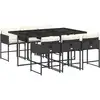 Image de vidaXL Ensemble de jardin 7 pièces avec coussins Noir Poly Rattan