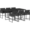Image de vidaXL Ensemble de jardin 7 pièces avec coussins Noir Poly Rattan