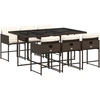 Image de vidaXL Ensemble de jardin 7 pièces avec coussins Marron Poly rotin