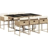 Image de vidaXL Ensemble de jardin 7 pièces avec coussins Beige Poly rotin