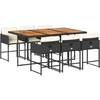 Image de vidaXL Ensemble de jardin 7 pièces avec coussins Noir Poly Rattan