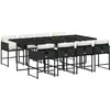 Image de vidaXL Salon de jardin 9 pièces avec coussins noir poly rotin
