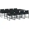 Image de vidaXL Salon de jardin 9 pièces avec coussins noir poly rotin