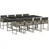 Image de vidaXL Salon de jardin 9 pièces avec coussins Gris Poly Rattan