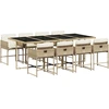 Image de vidaXL Salon de jardin 9 pièces avec coussins Beige Poly Rattan