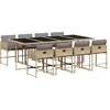 Image de vidaXL Salon de jardin 9 pièces avec coussins Mélange beige Poly rotin