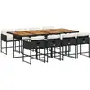 Image de vidaXL Salon de jardin 9 pièces avec coussins noir poly rotin