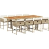 Image de vidaXL Salon de jardin 9 pièces avec coussins Beige Poly Rattan