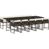 Image de vidaXL Ensemble de jardin 11 pièces avec coussins Marron Poly rotin