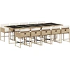 Image de vidaXL Salon de jardin 11 pièces avec coussins Beige Poly Rattan