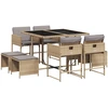 Image de vidaXL Salon de jardin 9 pièces avec coussins Mélange beige Poly rotin