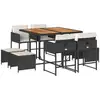 Image de vidaXL Salon de jardin 9 pièces avec coussins noir poly rotin