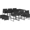 Image de vidaXL Ensemble de jardin 11 pièces avec coussins Noir Poly Rattan