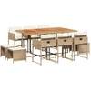 Image de vidaXL Salon de jardin 11 pièces avec coussins Beige Poly Rattan