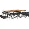 Image de vidaXL Ensemble de jardin 15 pièces avec coussins Noir Poly Rattan