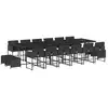Image de vidaXL Ensemble de jardin 17 pièces avec coussins Noir Poly Rattan