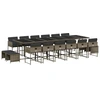 Image de vidaXL Ensemble de jardin 17 pièces avec coussins Gris Poly rotin