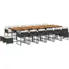 Image de vidaXL Ensemble de jardin 17 pièces avec coussins Noir Poly Rattan