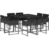 Image de vidaXL Salon de jardin 9 pièces avec coussins noir poly rotin