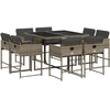 Image de vidaXL Salon de jardin 9 pièces avec coussins Gris Poly Rattan