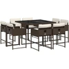 Image de vidaXL Salon de jardin 9 pièces avec coussins Marron Poly rotin
