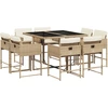 Image de vidaXL Salon de jardin 9 pièces avec coussins Beige Poly Rattan