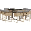 Image de vidaXL Salon de jardin 9 pièces avec coussins Mélange beige Poly rotin
