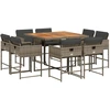 Image de vidaXL Salon de jardin 9 pièces avec coussins Gris Poly Rattan