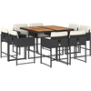 Image de vidaXL Salon de jardin 9 pièces avec coussins noir poly rotin