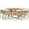 Image de vidaXL Salon de jardin 9 pièces avec coussins Beige Poly Rattan