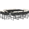 Image de vidaXL Ensemble de jardin 11 pièces avec coussins Noir Poly Rattan