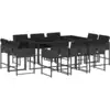 Image de vidaXL Ensemble de jardin 11 pièces avec coussins Noir Poly Rattan