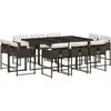 Image de vidaXL Ensemble de jardin 11 pièces avec coussins Marron Poly rotin