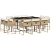 Image de vidaXL Salon de jardin 11 pièces avec coussins Beige Poly Rattan