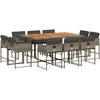 Image de vidaXL Ensemble de jardin 11 pièces avec coussins Gris Poly rotin