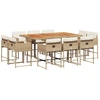 Image de vidaXL Salon de jardin 11 pièces avec coussins Beige Poly Rattan