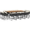 Image de vidaXL Ensemble de jardin 13 pièces avec coussins Noir Poly Rattan