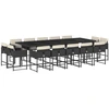 Image de vidaXL Ensemble de jardin 15 pièces avec coussins Noir Poly Rattan