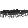 Image de vidaXL Ensemble de jardin 15 pièces avec coussins Noir Poly Rattan