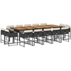 Image de vidaXL Ensemble de jardin 15 pièces avec coussins Noir Poly Rattan