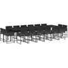 Image de vidaXL Ensemble de jardin 17 pièces avec coussins Noir Poly Rattan